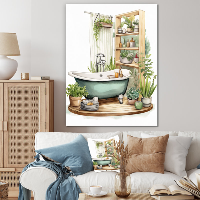 Décor de salle de bain naturel XX XXI, H 44 po x l 34 po, Toile tendue
