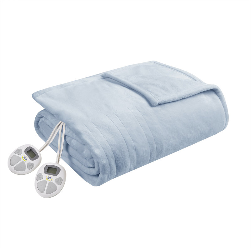 Couverture chauffante moelleuse, Complet, Bleu clair