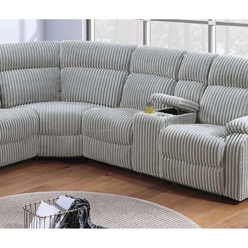 Canapé modulaire avec porte-gobelet console 3 pièces couleur frêne rembourré en velours de velours côtelé de salon inclinable