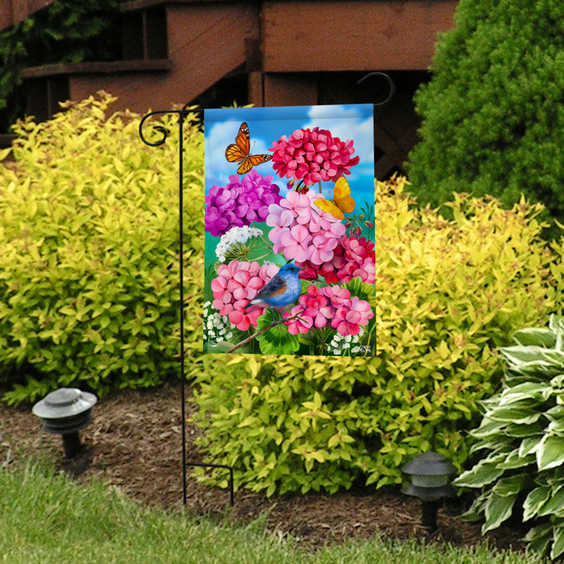 Geraniums In Bloom Garden Flag