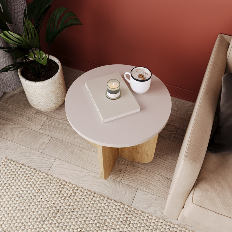 40cm Round Side Table, Compact Modern Wooden End Table, Minimalist Small Side Table for Living Room, Bedroom, Sofa & Corner Use, Easy Assembly, Space-Saving Accent Table