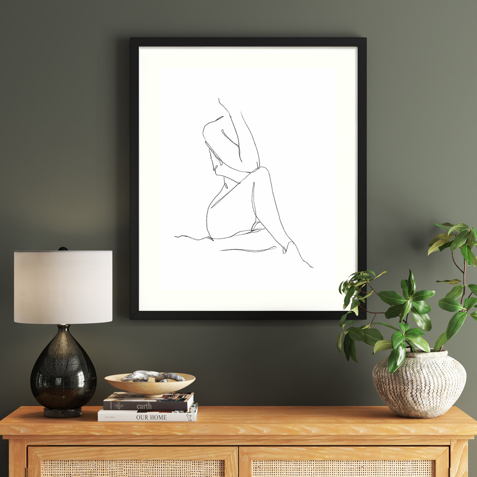 Nude Contour Sketch I by Ethan Harper, Black Framed Paper, 37" H x 31" W