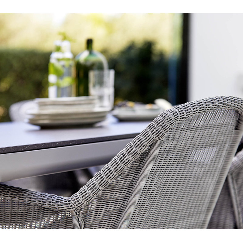 Breeze Stacking Patio Dining Armchair with Cushion, Black, Gray
