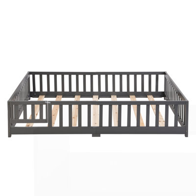 Solid Wood Platform Bed Frame with Fence