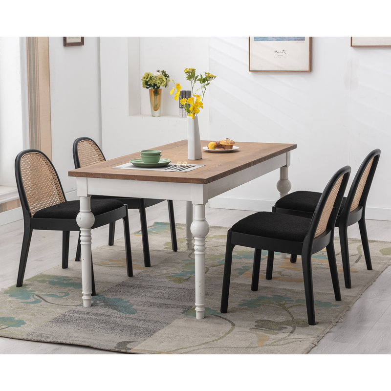 Kashtyn Fabric Solid Back Side Chair, Black, Black