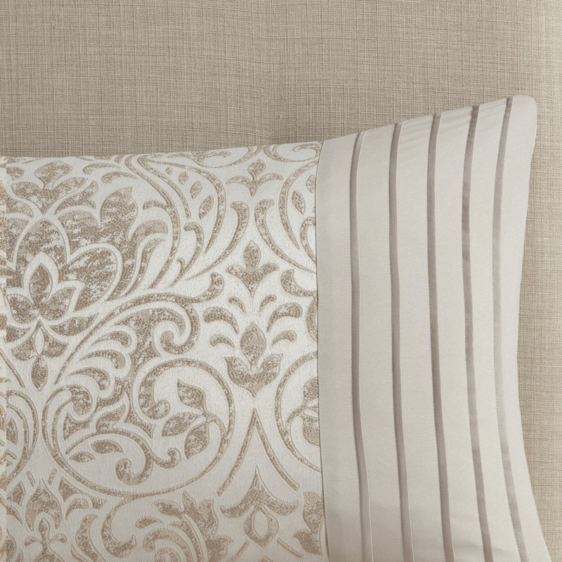 Édredon 12 pièces pour très grand lit, couleur kaki, motif avec des draps métalliques en microfibre doré, lavable à la machine