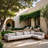 Madeleine 142" Resilient Water Resistant Olefin Fabric Upholstered 5Pc. Outdoor Patio Modular Sectional-378313032