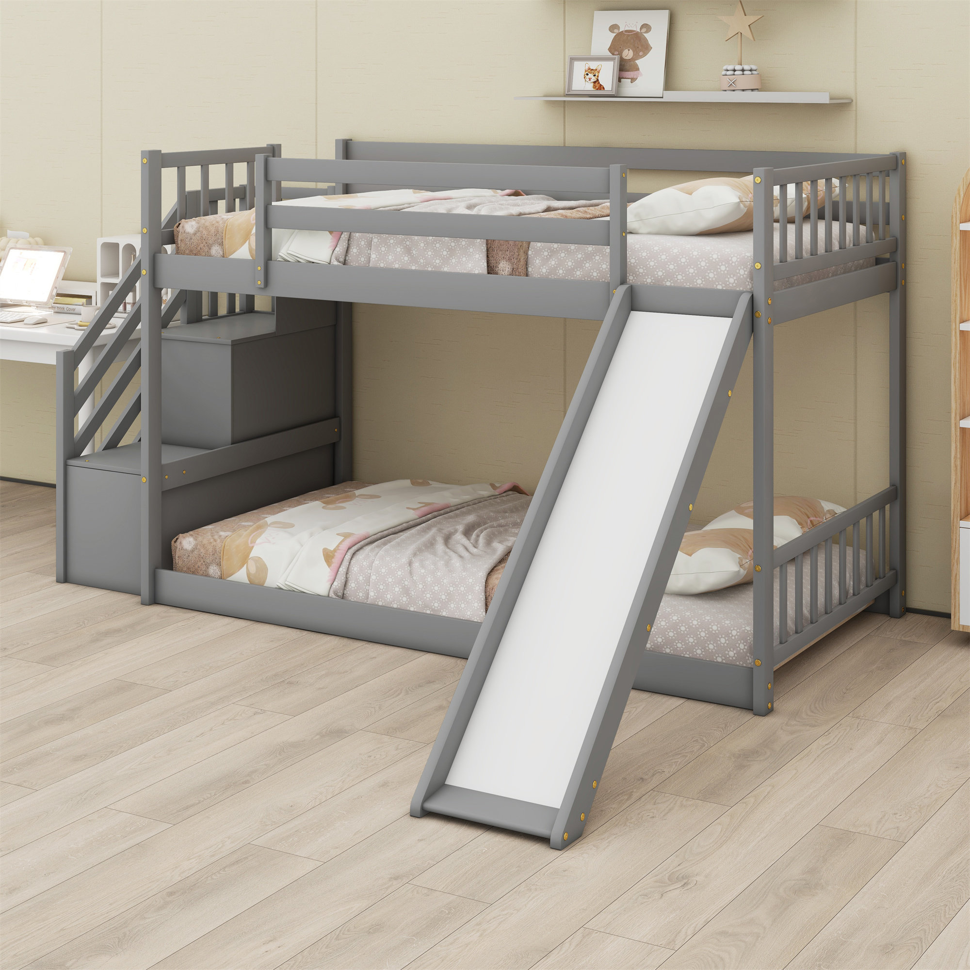 Harriet Bee Bunk Bed With Slide And Stairway - Wayfair Canada