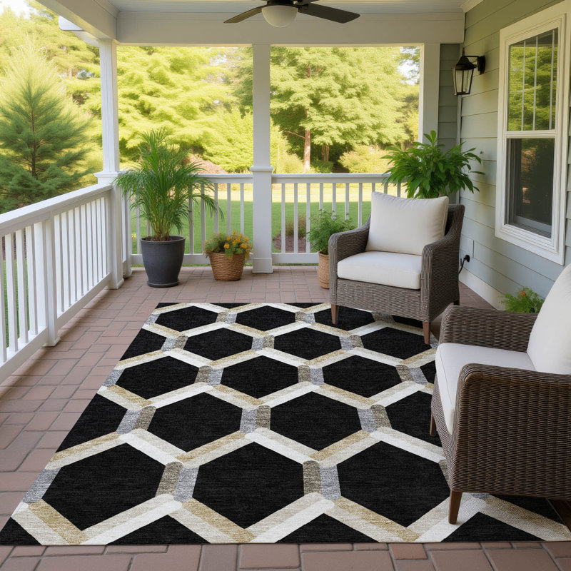 Machine Washable Indoor/Outdoor Adalaide ACN2343 Lattice Rug, Rectangle 3' x 5'