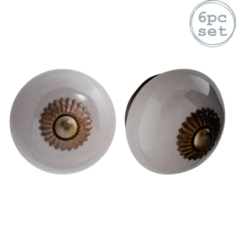 Nicola Spring - Round Ceramic Cabinet Knobs, Grey
