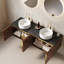 Meuble-lavabo de 60 po avec lavabo, armoire de rangement murale moderne en contreplaqué avec 4 portes, comptoir en pierre frittée et 2 lavabos ronds en céramique