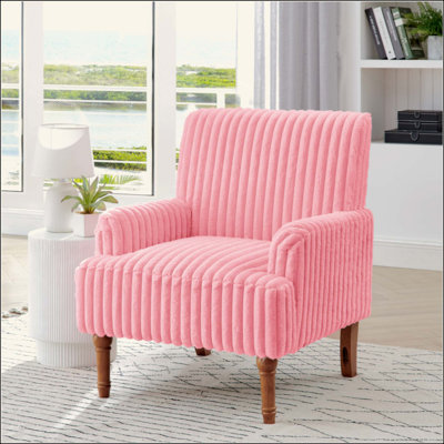 Chaise d'appoint moderne avec velours côtelé Wale, pieds en bois massif, fauteuil rembourré confortable pour le salon