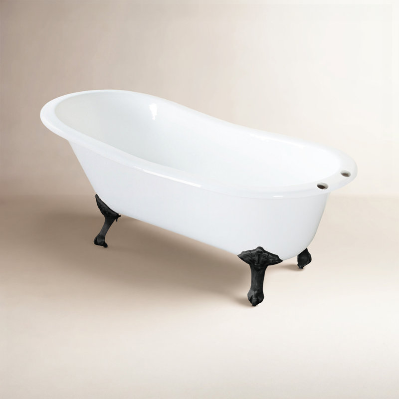 Baignoire sur pattes ovale en fonte 61 po Kingston Eden, Blanc / noir mat