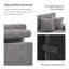 Chaise longue surdimensionnée en velours côtelé gris clair avec accoudoirs et coussins décoratifs Bentura-1650880628-1650880635