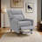 Gray Mid-Century Modern Pushback Recliner - Leathered Upholstery, Tapered Legs, Channel Detail-539644007