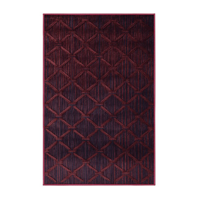 Machine Washable Trellis Red Area Rug