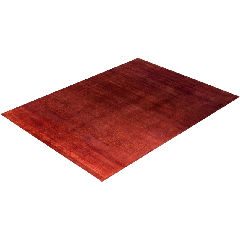 Tapis unique noué à la main Fine Vibrance - rose, 9 pi 4 po x 11 pi 10 po