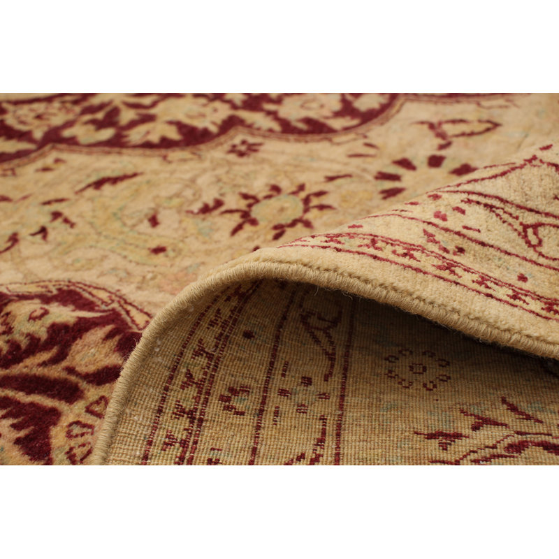 Tapis de bois one-of-kind-noué la 2010 tabriz orange/brun 6 pi 1 po x 8 pi zone de laine 10 po Gavankar