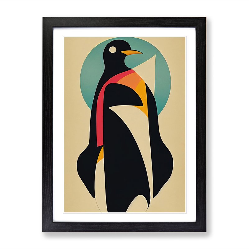 Abstract Penguin No.3 - Single Picture Frame Print, 34cm H x 25cm W x 2cm D, Black Framed