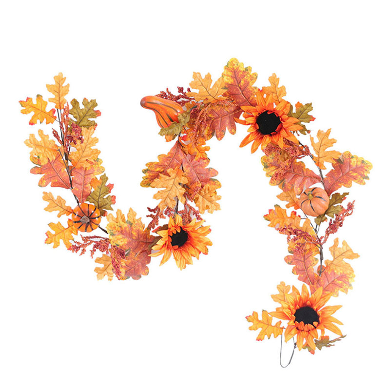 180cm Lighted Faux Sunflower Garland with Lights