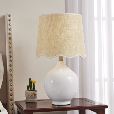 21" Ceramic Table Lamp With Oatmeal Shade