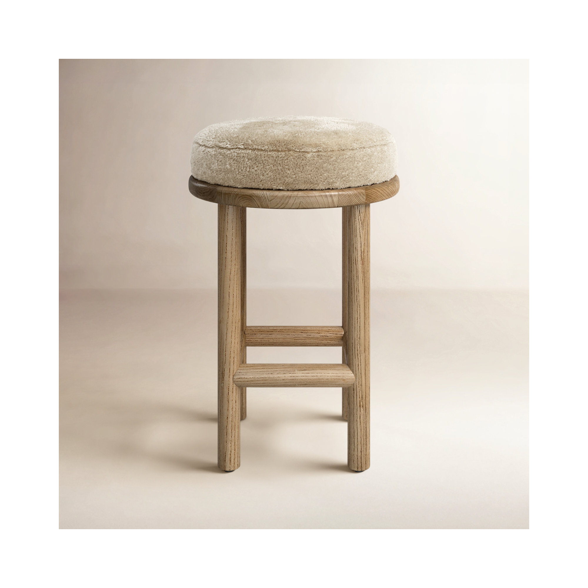 Ceridwen Stool, Natural, Counter Stool (26" Seat Height), Soft Beige