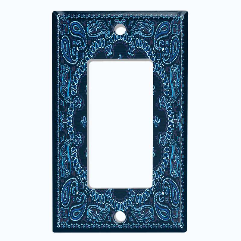Plaque murale avec interrupteur à bascule Paisley, Bleu minuit