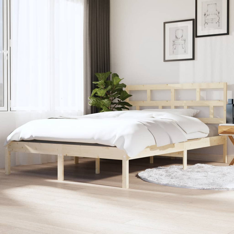 Bed Frame Solid Wood, natural, Double (4'6)