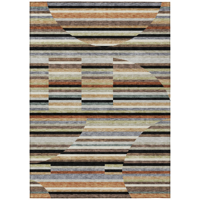 Machine Washable Indoor/Outdoor Chantille ACN2600 Stripes Rug, 9' x 12', Black