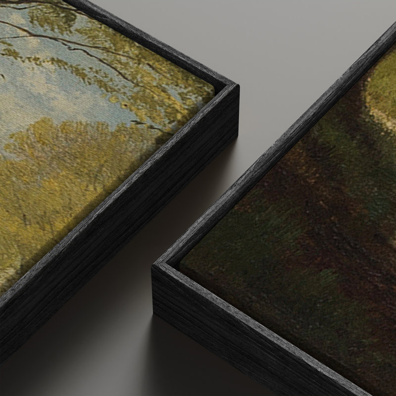 «Vintage Landscape Wall Art», ensemble de 2 toiles encadrées 20 x 60 pouces, Noir