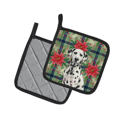 Paire de porte-casseroles Dalmatian Christmas Poinsettas