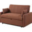 Canapé-lit en tissu bouclé en cuivre avec mousse et profil compact, capitonnage vertical rembourré, assise confortable pour le salon principal