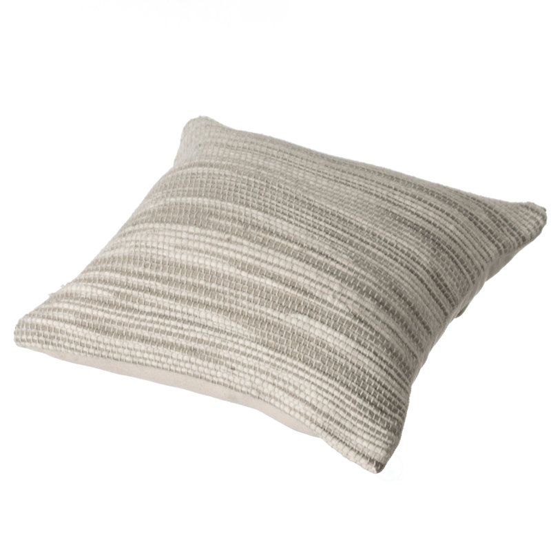 Handwoven Beige 16" Wool & Cotton Throw Pillow Cover