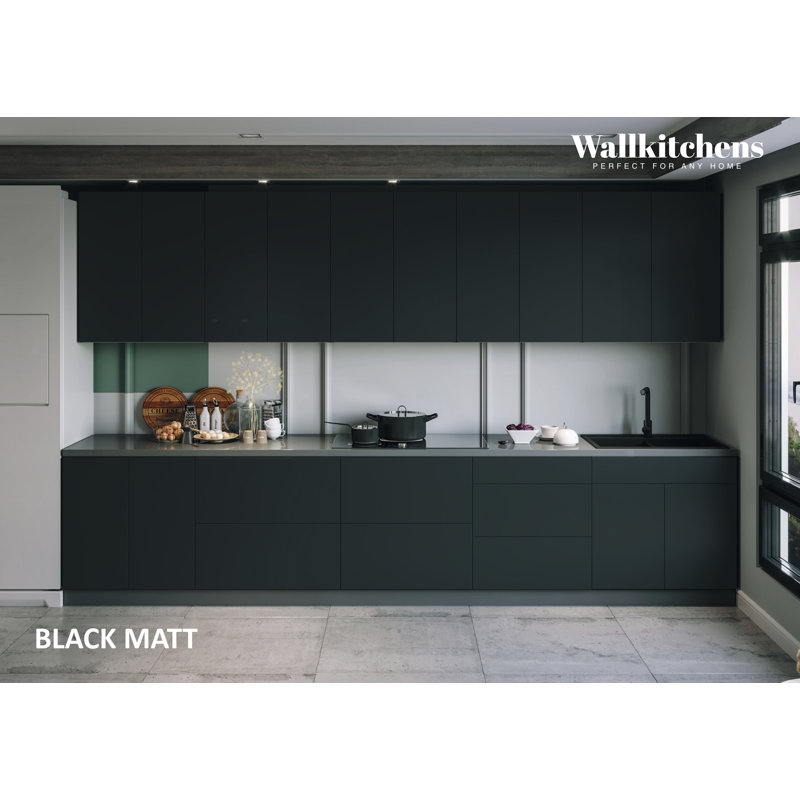 Cuisine complète moderne en panneau de fibres à densité moyenne (panneau de fibres à densité moyenne) l 153 x P 24 x H 96 WALLKITCHENS 