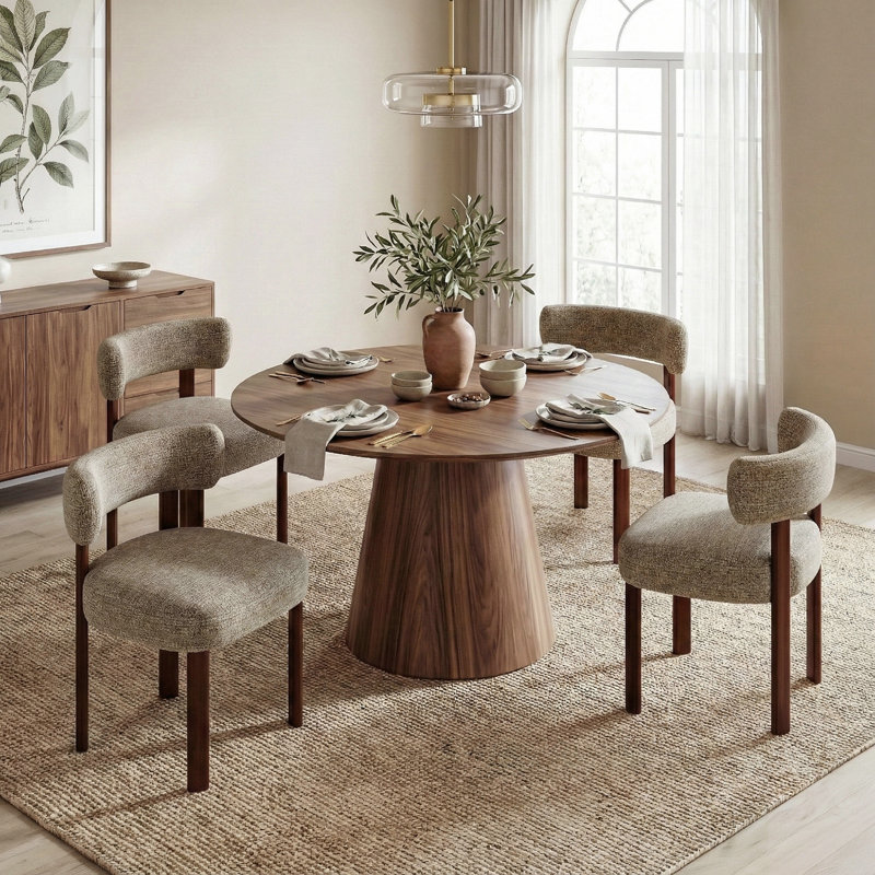 48.5cm H Upholstered Upholstered Back Side Chair, Camel Fabric