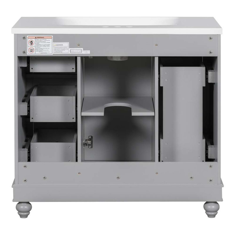 Meuble-lavabo simple avec plateau Clee 36, Gris