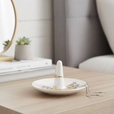 Porte-bague blanc en céramique