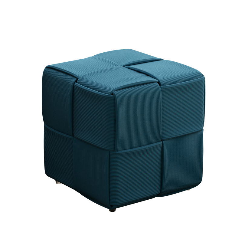 Velours côtelé carré en bleu - Repose-pieds confortable, plusieurs pièces, cadre intérieur, taille 13,97 po, tabouret tissé prêt à l'emploi, tissu doux et respirant, haute résilience, pour 300 livres, convient