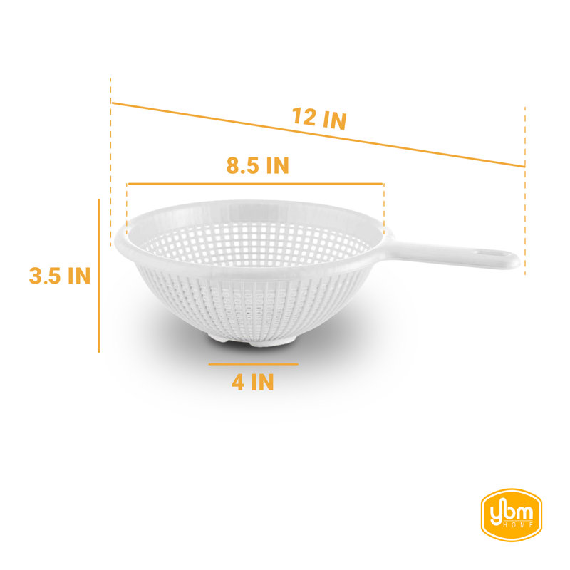 Passoire ronde en plastique 8,5 po YBM Home, Blanc