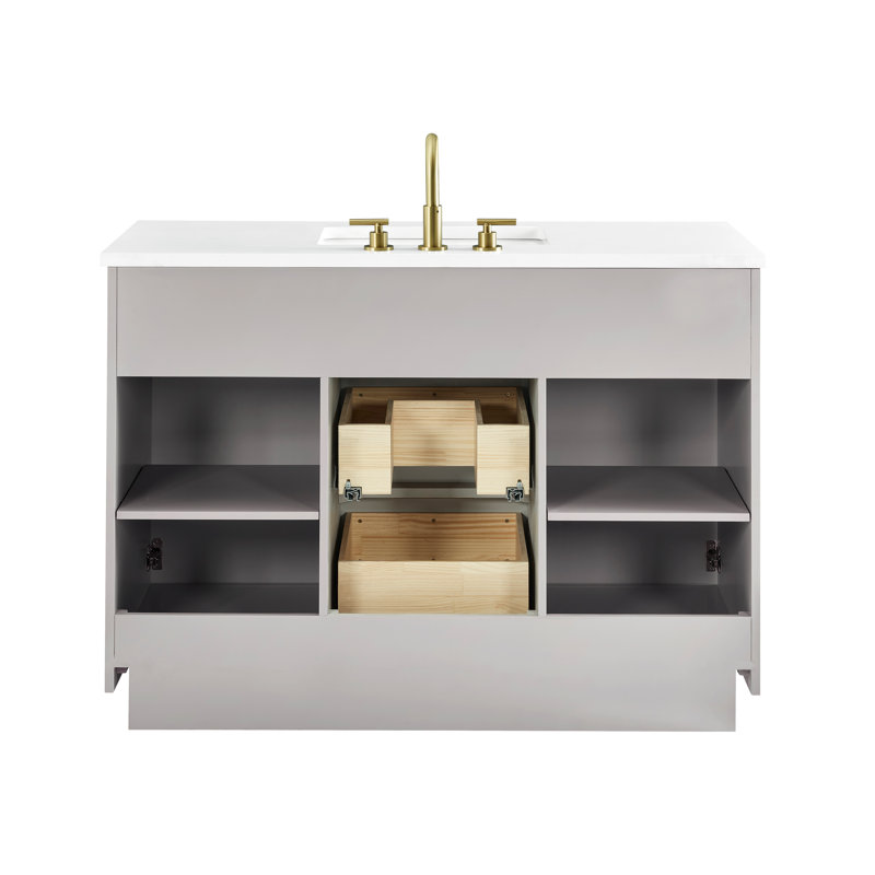 Meuble-lavabo simple 48 po Aderyn, Taupe / bronze brossé