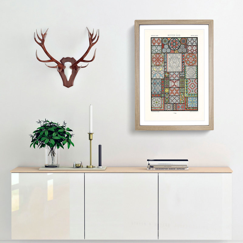 Middle-Age Patterns & Designs by Albert Racinet - Picture Frame Painting Print, Oak Framed, 48cm H x 36cm W x 2cm D