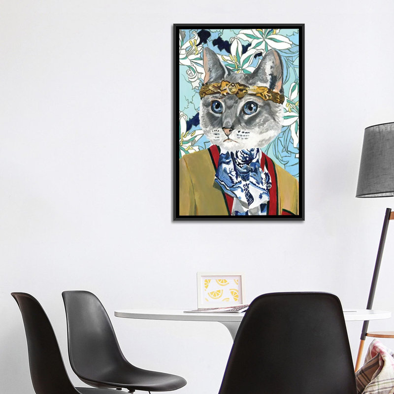 " Gucci Cat " by Heather Perry, No Mat, 40" H x 26" W x 1.5" D, Black Framed