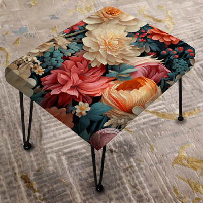 Fantasy Foliage Botanical Peonies Pattern - Floral Rectangle Ottoman