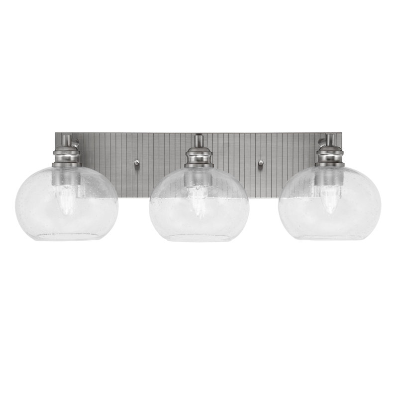 Éclairage pour meuble-lavabo 3 lumières Ashburne, Nickel brossé, Transparent