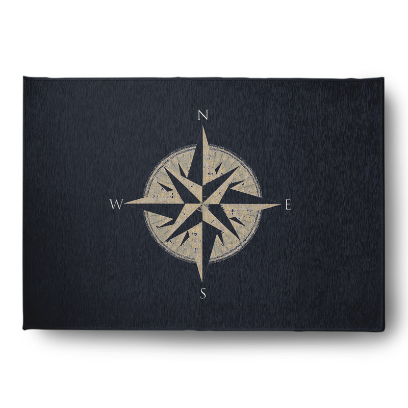 Tapis intérieur / extérieur bleu tissé à plat Arness, Rectangle 5 pi x 7 pi