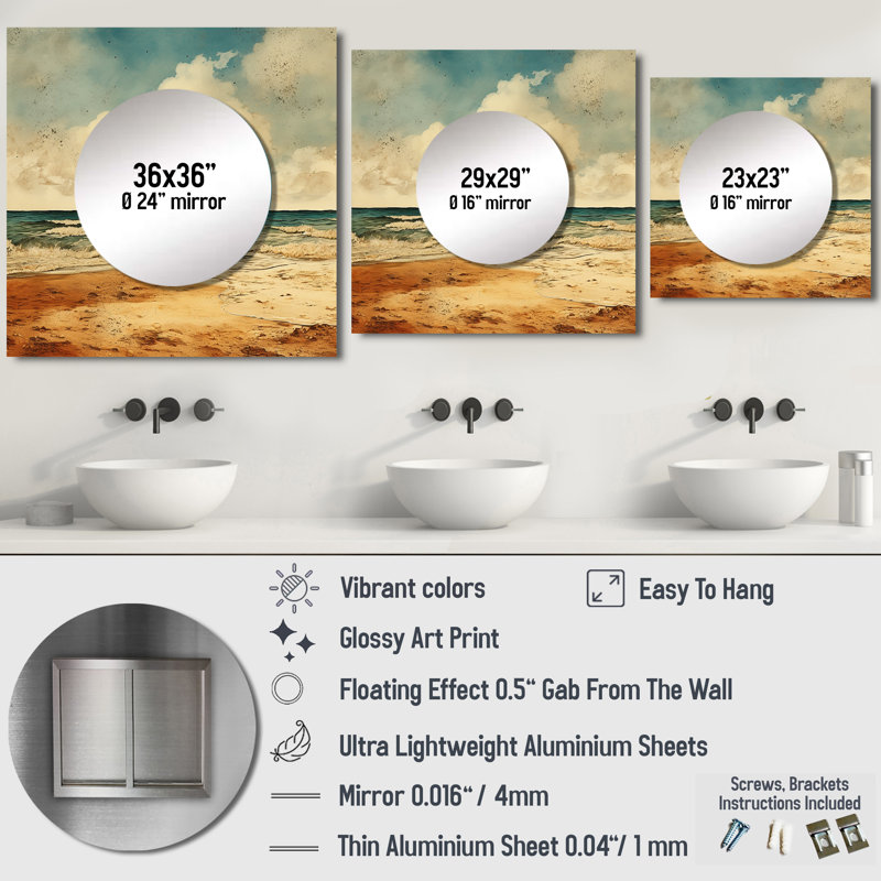 Miroir mural Laraine - Beach & Ocean, 29 po x 29 po
