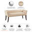 Élégant banc décoratif brun clair, base en bois massif, dossier bas, accoudoirs évasés, charmante garniture cloutée en bronze pour banc de chambre rembourré avec et contreplaqué, accoudoir-1256309781