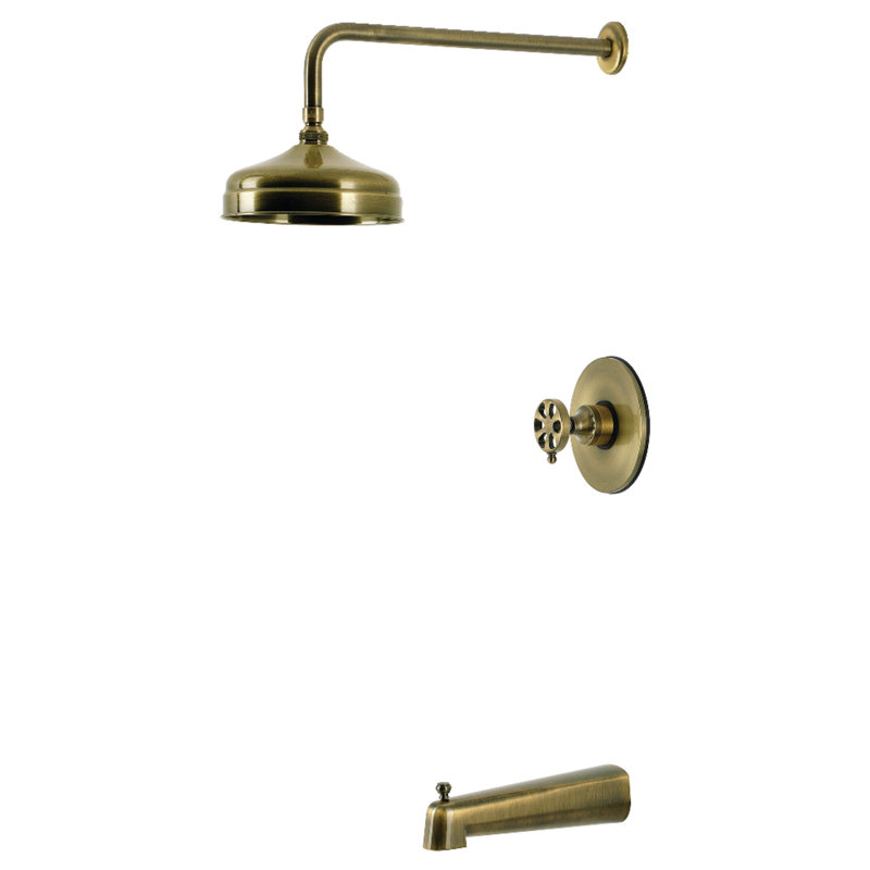 Robinet de baignoire et de douche à pression équilibrée à poignée simple Kingston Brass Kingston, Chrome poli