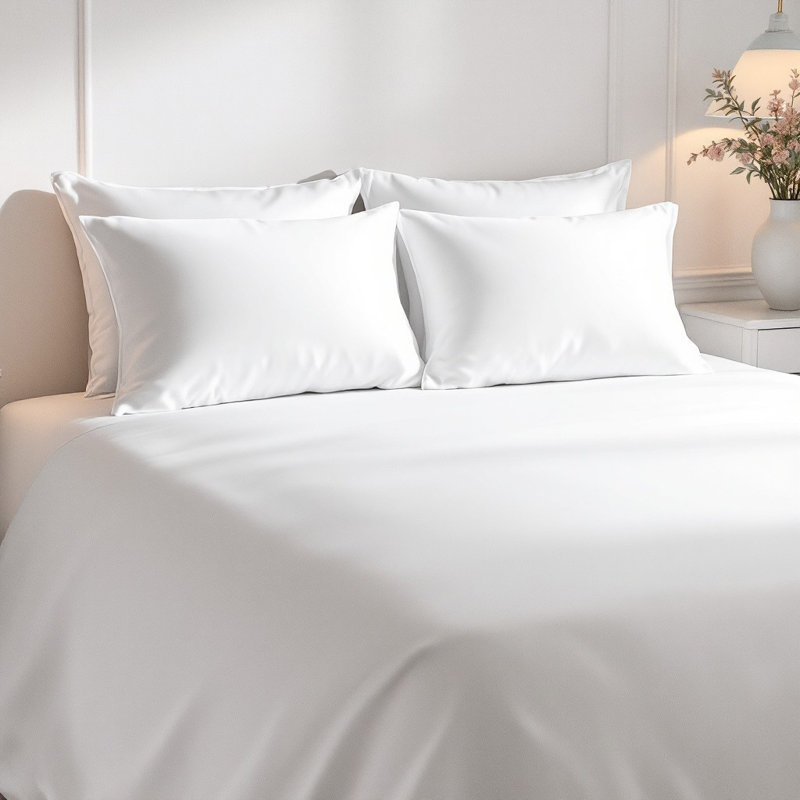 Ensemble de draps luxueux en microfibre de qualité supérieure, Ensemble de draps pour lit simple avec deux taies , Blanc