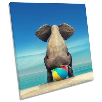 Z2572 Elephant Beach Ball - Wrapped Canvas Print